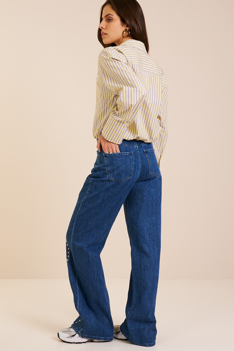 Dark blue wide leg jeans with wavy studs | My Jewellery