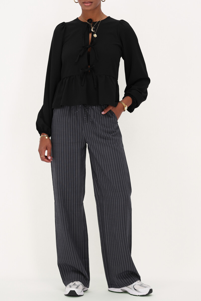 dark blue wide leg trousers with stripes | My Jewellery