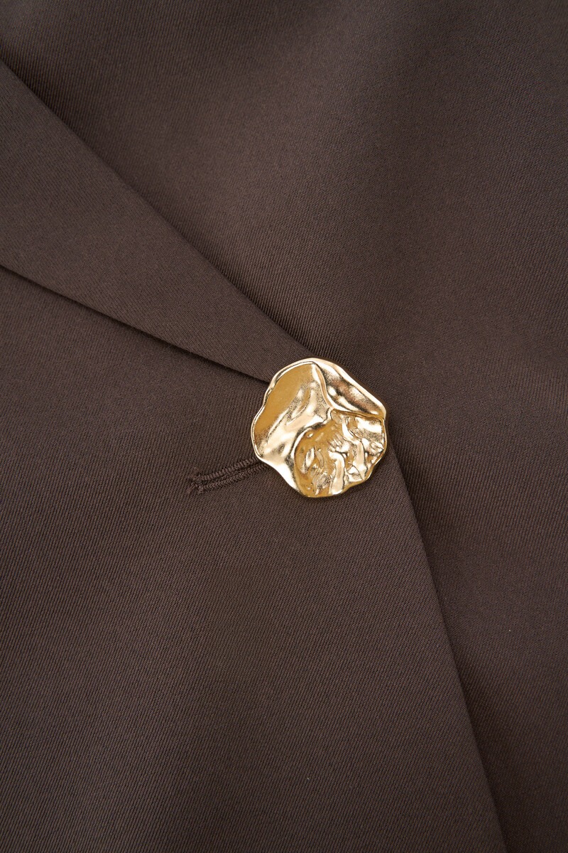 Dark brown blazer dress with button | My Jewellery