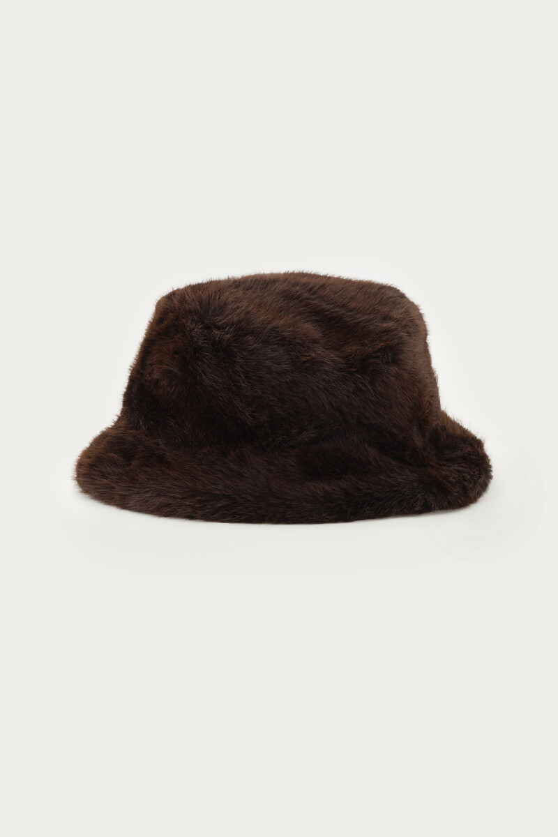 Dark brown faux fur bucket hat | My Jewellery