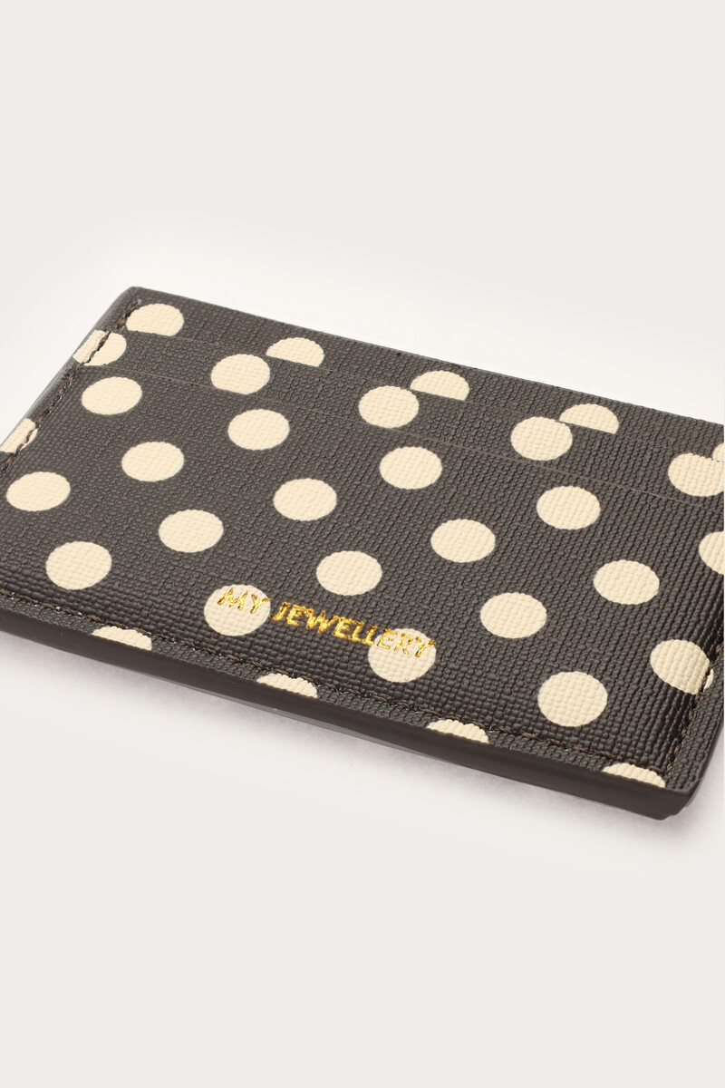 Dark brown card holder with polka dot | My Jewellery