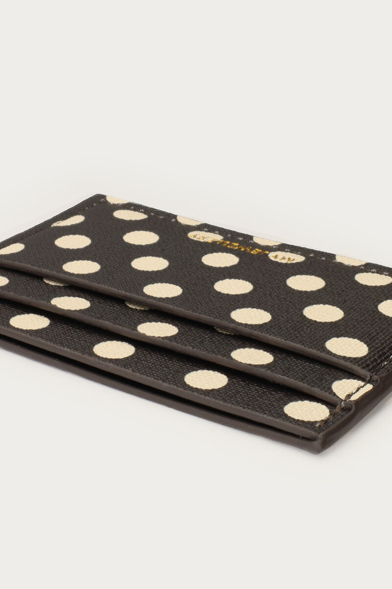 Dark brown card holder with polka dot | My Jewellery