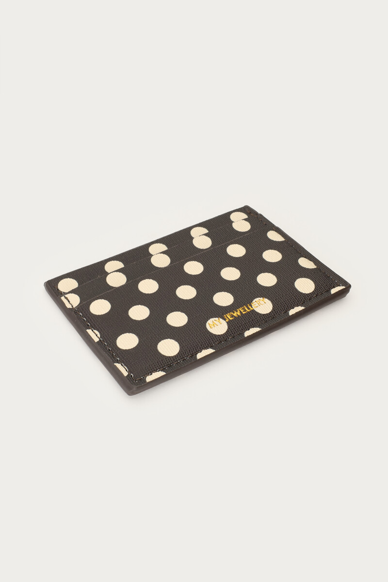 Dark brown card holder with polka dot | My Jewellery
