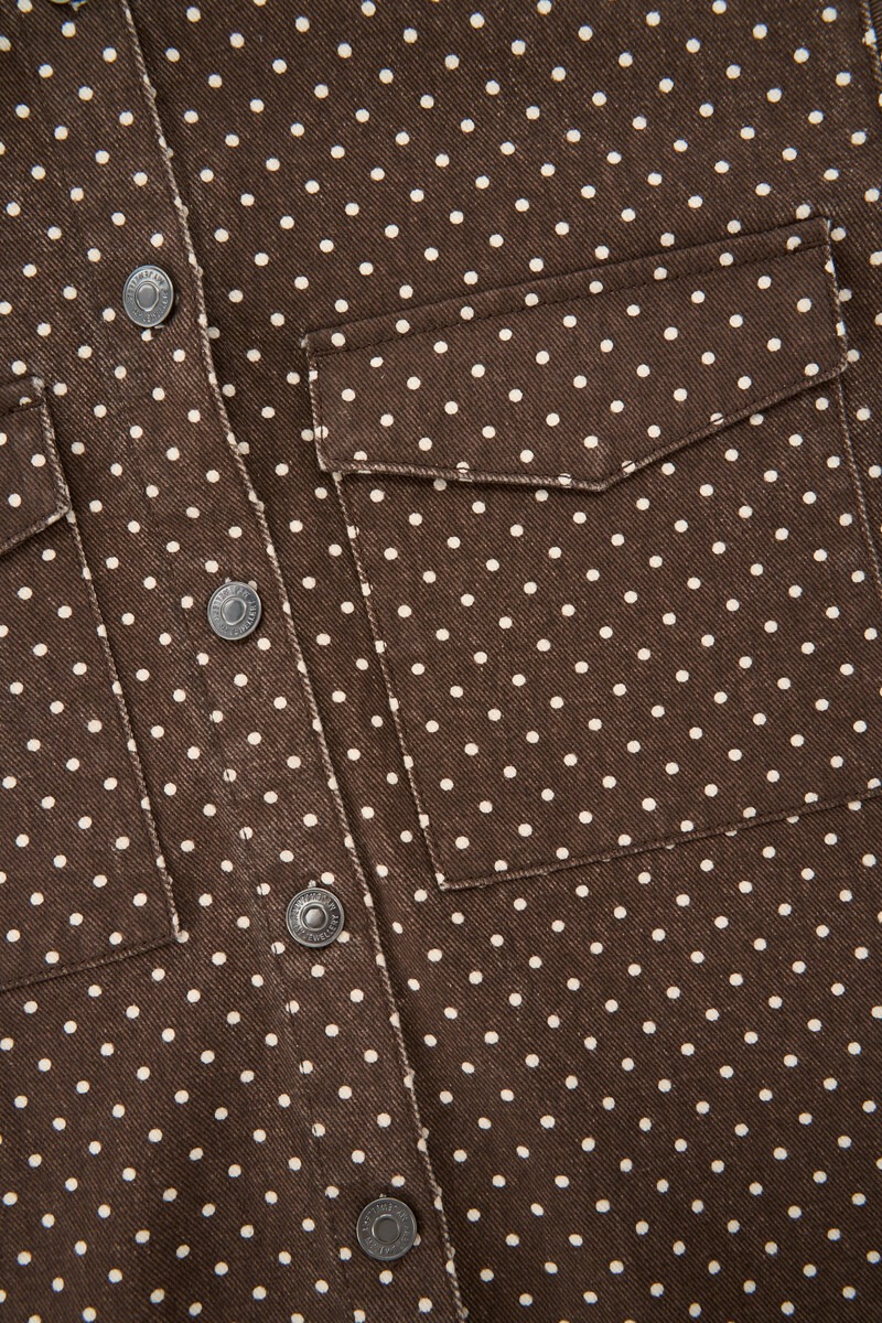 Dark brown denim jacket with polka dots | My Jewellery