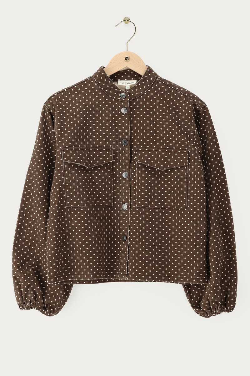 Dark brown denim jacket with polka dots | My Jewellery