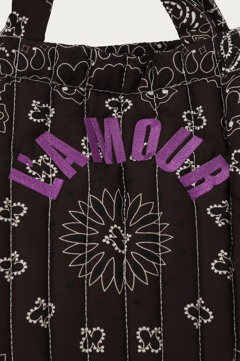 Dark brown L'amour shopper with bandana print | My Jewellery