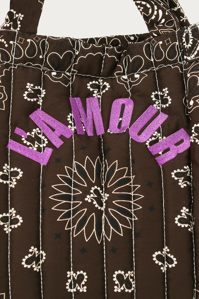 Dark brown L'amour shopper with bandana print | My Jewellery