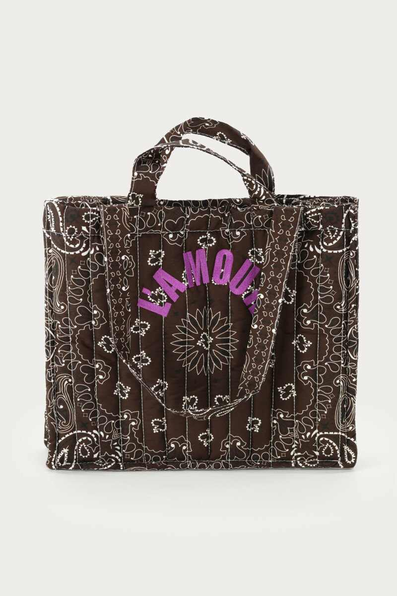 Dark brown L'amour shopper with bandana print