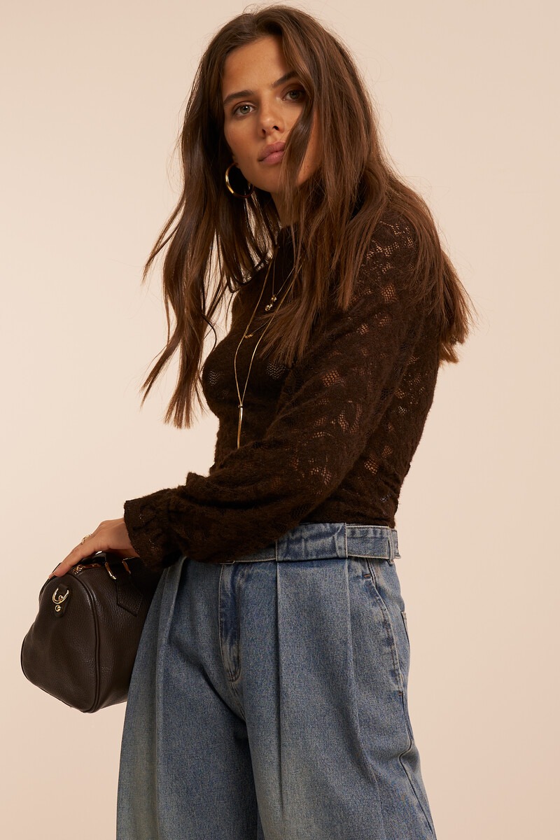 Dark brown lace top with cuffs | My Jewellery