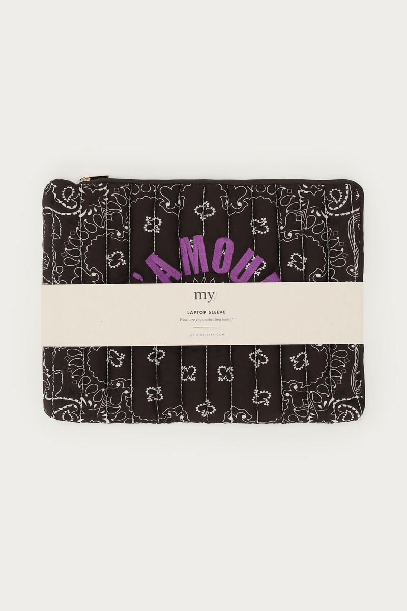 Dark brown laptop sleeve with bandana print | My Jewellery