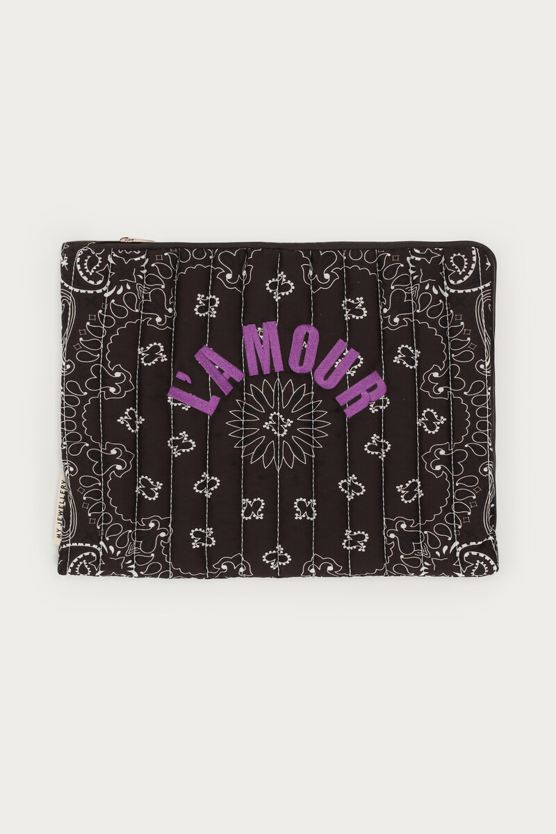 Dark brown laptop sleeve with bandana print | My Jewellery