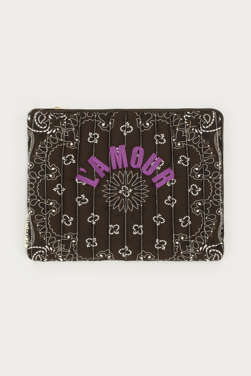 Dark brown laptop sleeve with bandana print | My Jewellery
