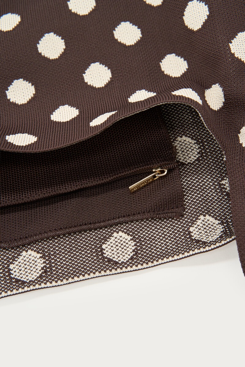 Dark brown large tote bag with beige polka dots | My Jewellery