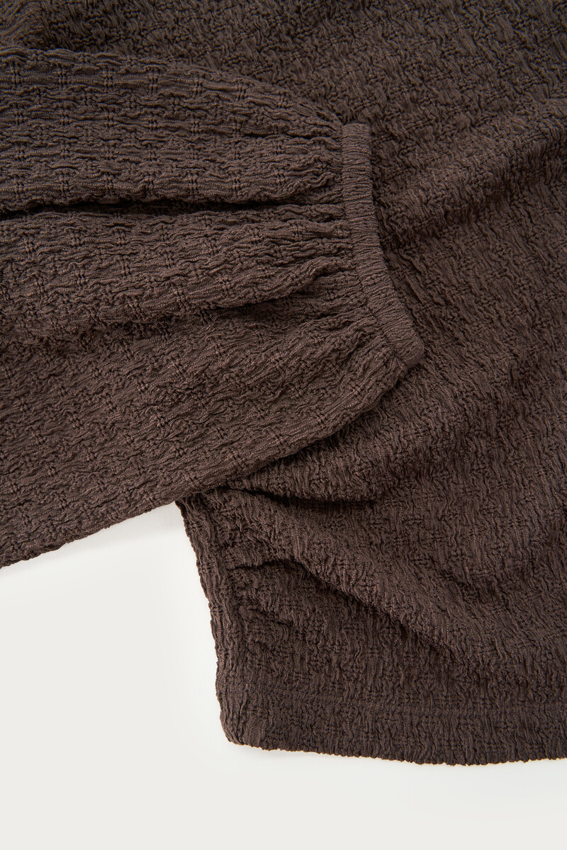 Dark brown one-shoulder crêpe top | My Jewellery