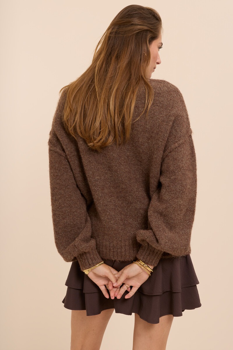 Dark brown oversized knitted sweater | My Jewellery