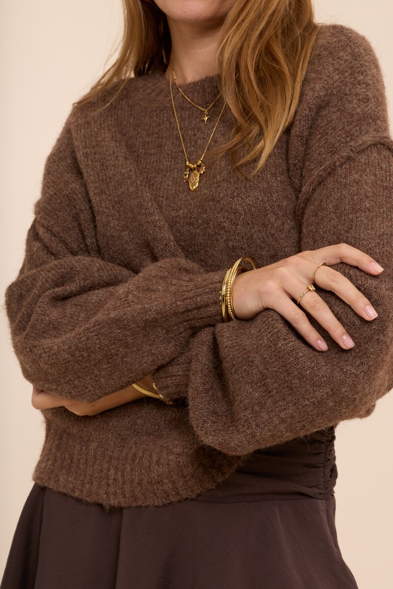 Dark brown oversized knitted sweater | My Jewellery