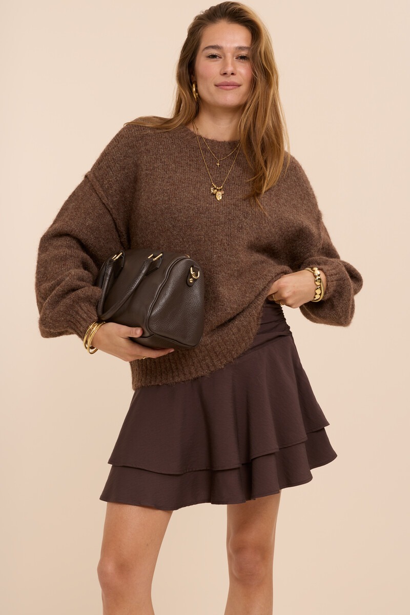 Dark brown oversized knitted sweater | My Jewellery