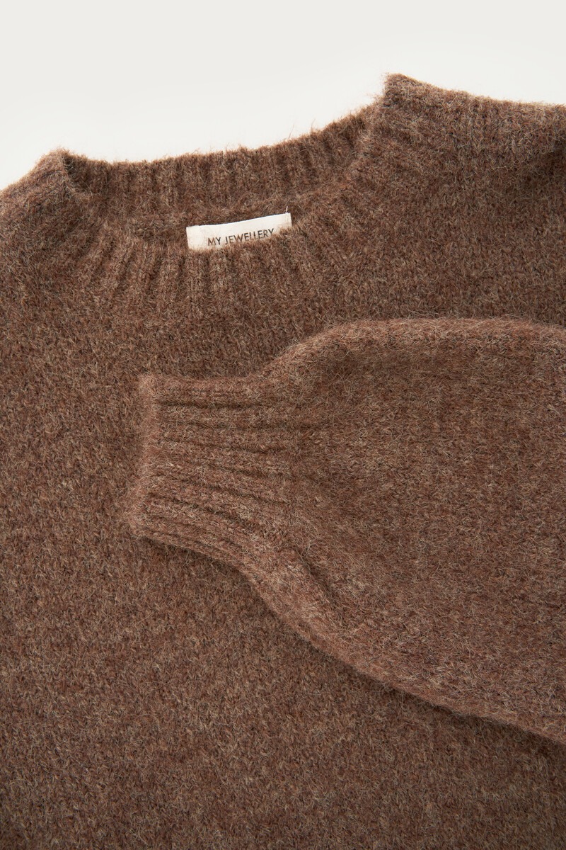 Dark brown oversized knitted sweater | My Jewellery