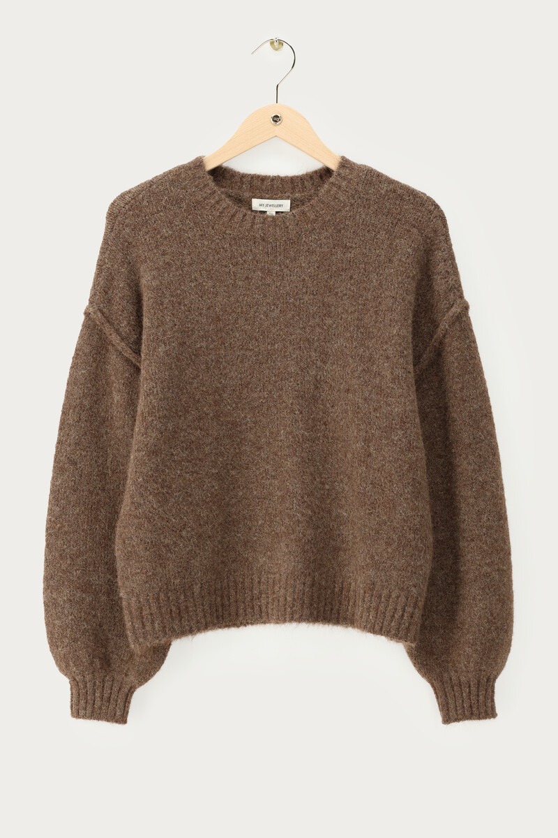 Dark brown oversized knitted sweater | My Jewellery