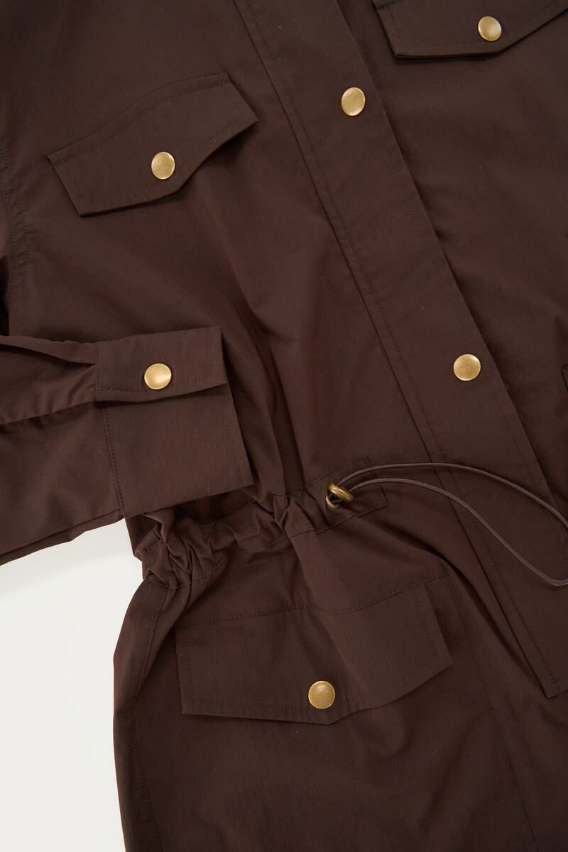 Dark brown playsuit with gold buttons | My Jewellery