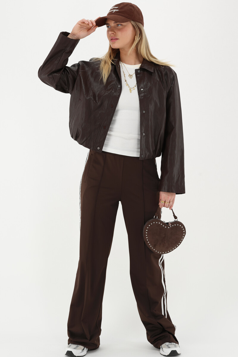 Dark brown PU bomber jacket | My Jewellery