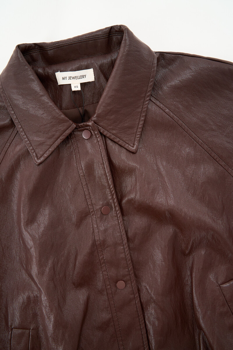 Dark brown PU bomber jacket | My Jewellery