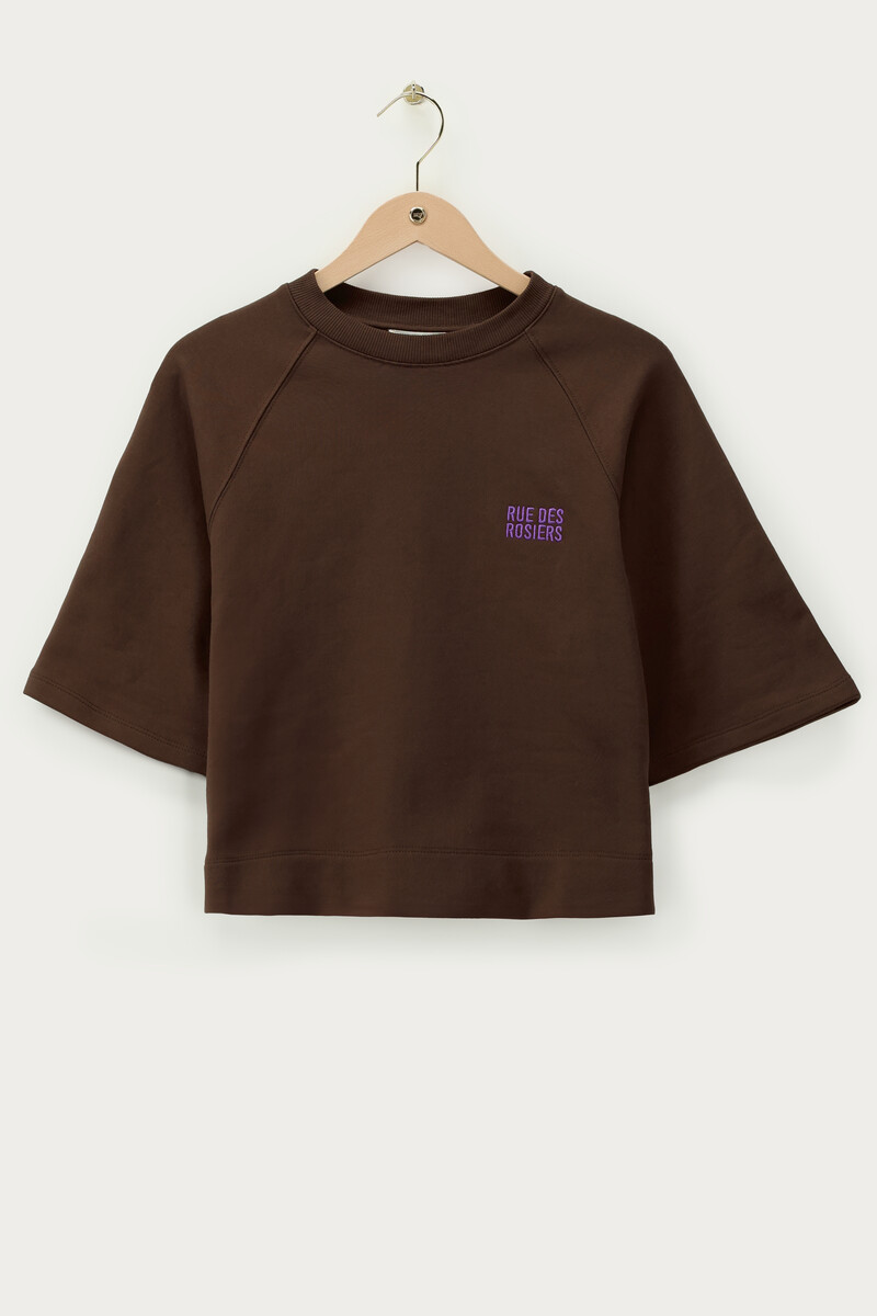 Dark brown short-sleeved sweatshirt "Rue des rosiers" | My Jewellery
