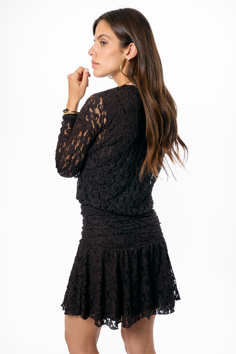 Dark brown short lace dress | My Jewellery