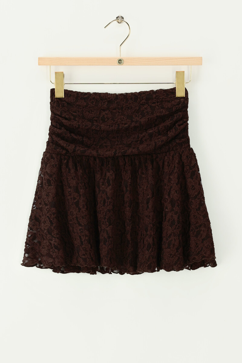 Dark brown short lace skirt | My Jewellery