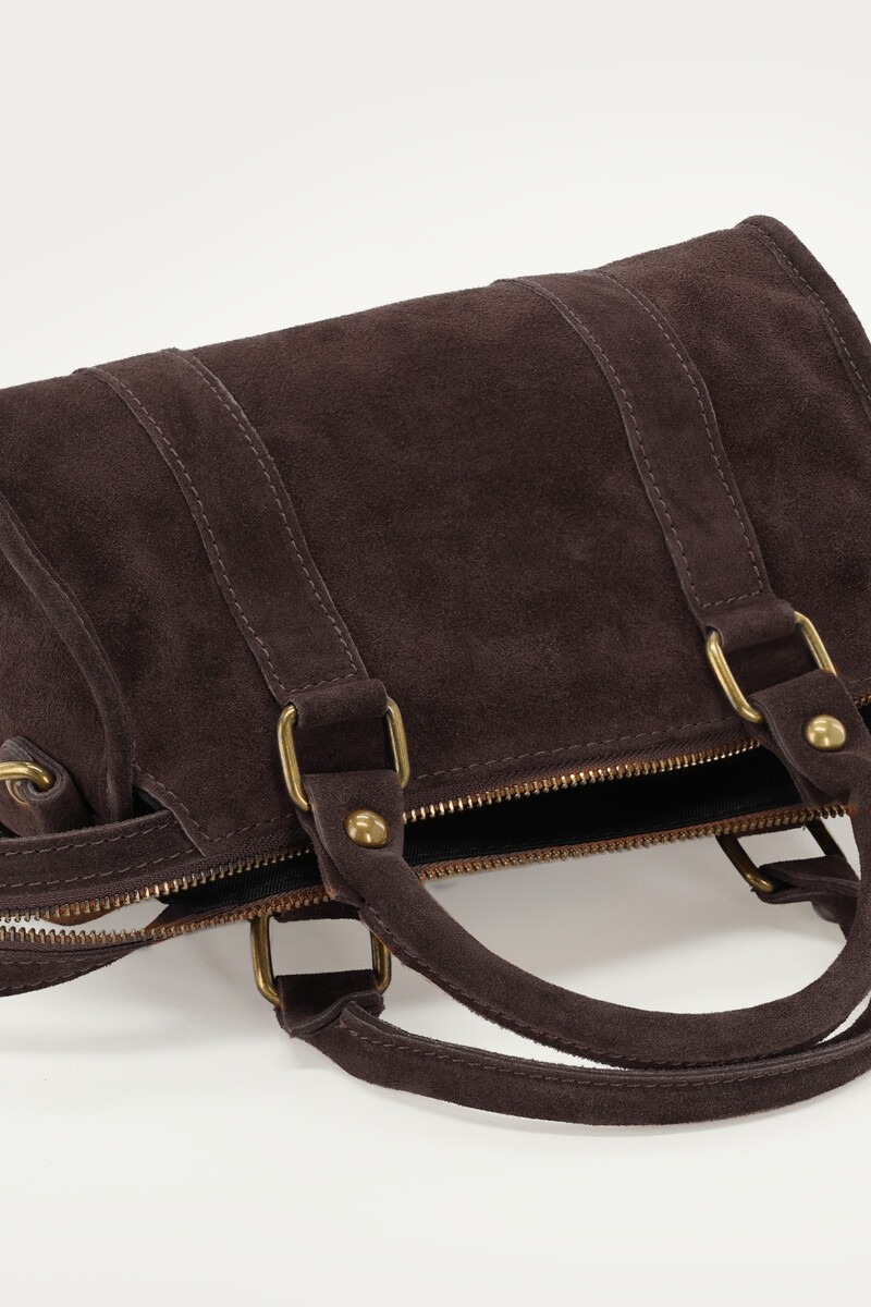 Dark brown suede cargo bag | My Jewellery