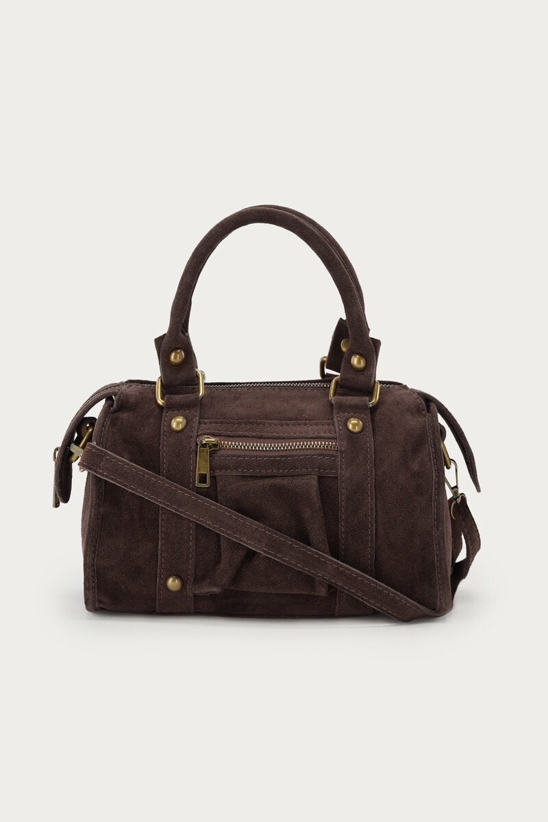 Dark brown suede cargo bag | My Jewellery