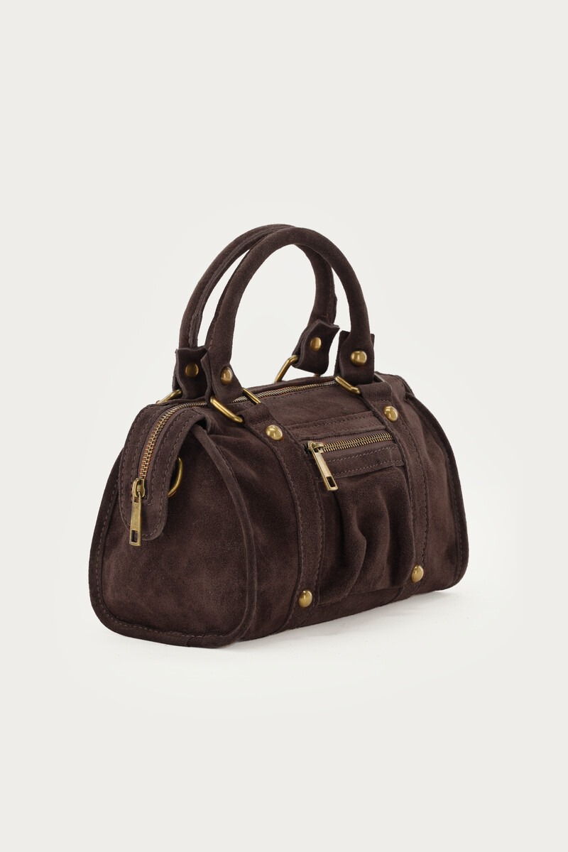 Dark brown suede cargo bag | My Jewellery