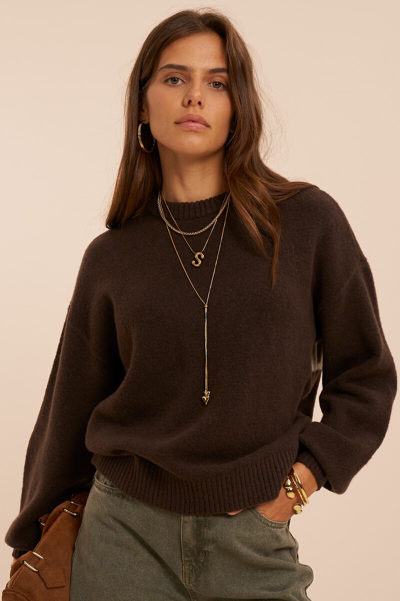 Dark brown sweater with back print 'Atelier' | My Jewellery