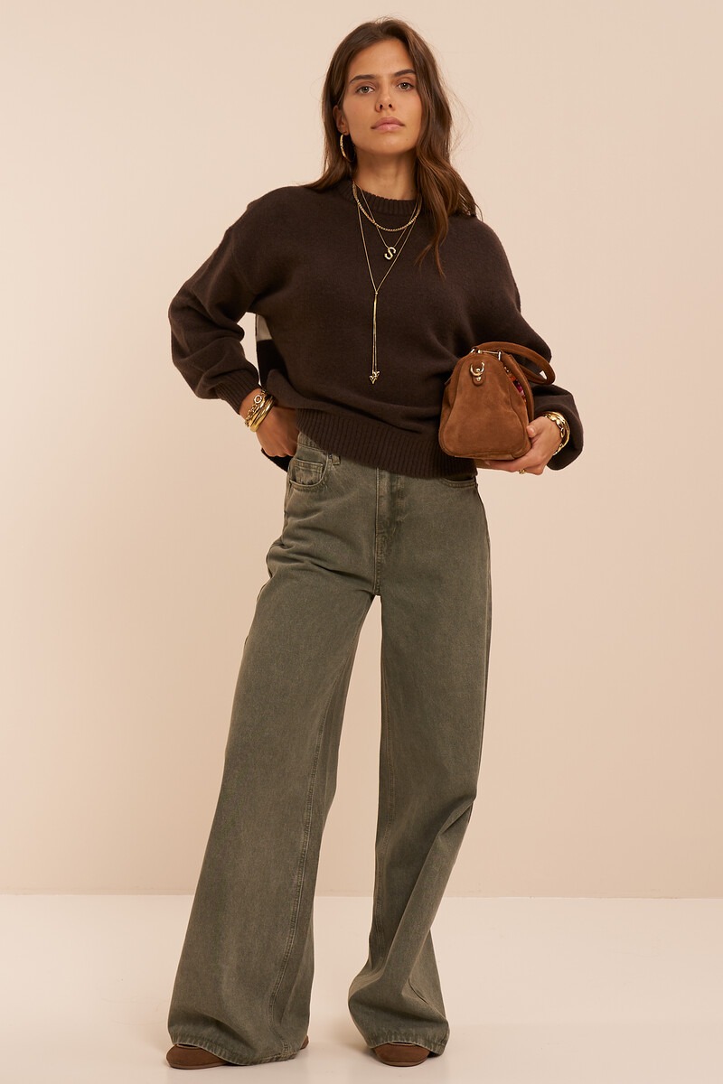 Dark brown sweater with back print 'Atelier' | My Jewellery