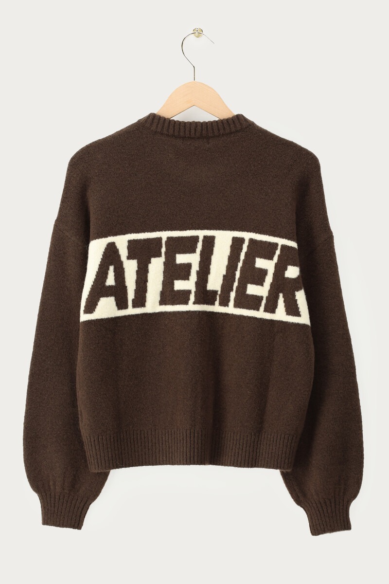 Dark brown sweater with back print 'Atelier' | My Jewellery