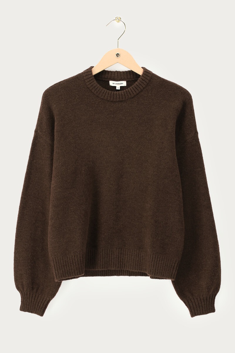 Dark brown sweater with back print 'Atelier' | My Jewellery