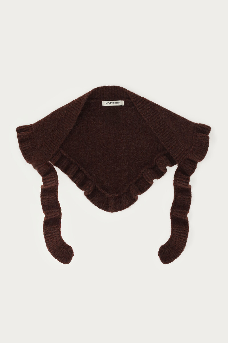 Dark brown triangle scarf with ruffles | My Jewellery