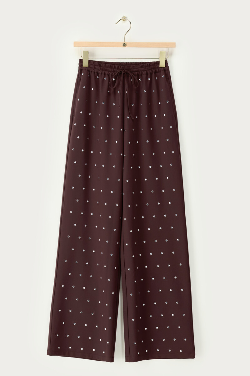 Dark brown pants with silver studs | My Jewellery