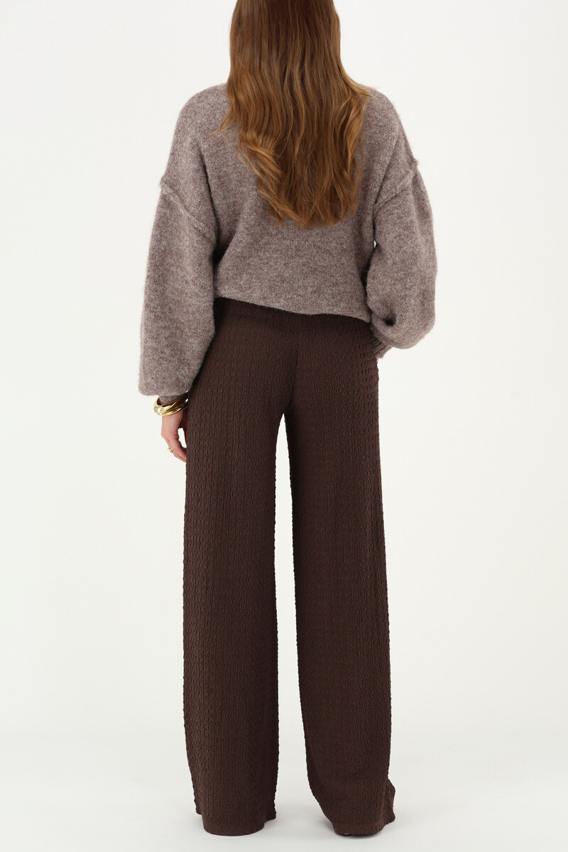 Dark brown wide leg crêpe trousers | My Jewellery