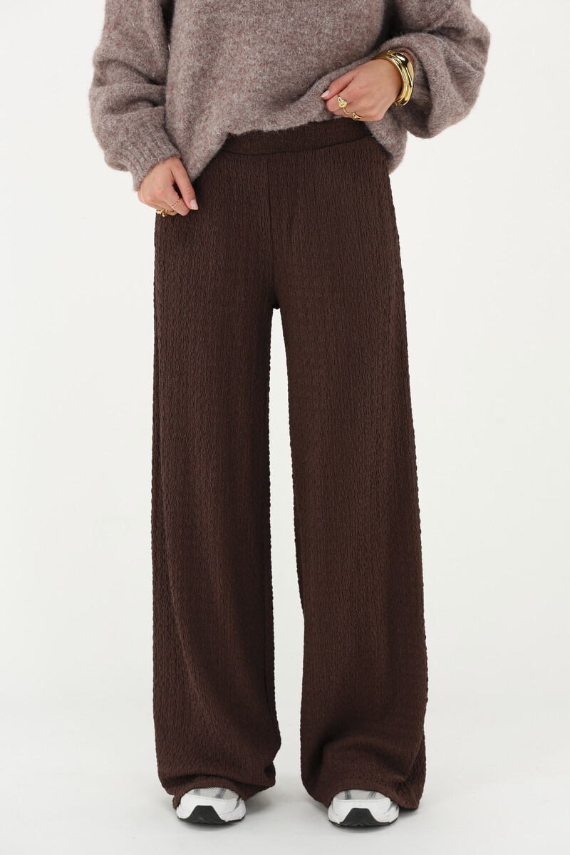 Dark brown wide leg crêpe trousers | My Jewellery