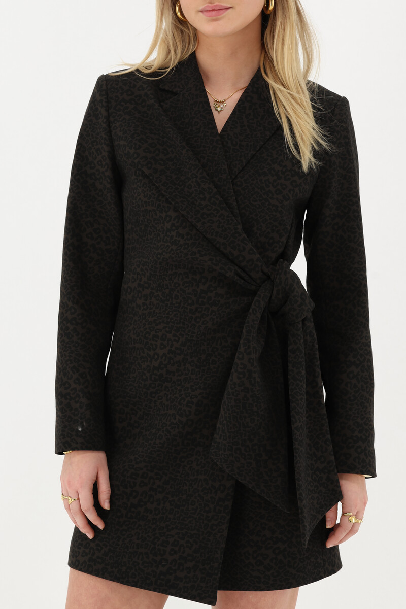 Dark green leopard print blazer dress | My Jewellery