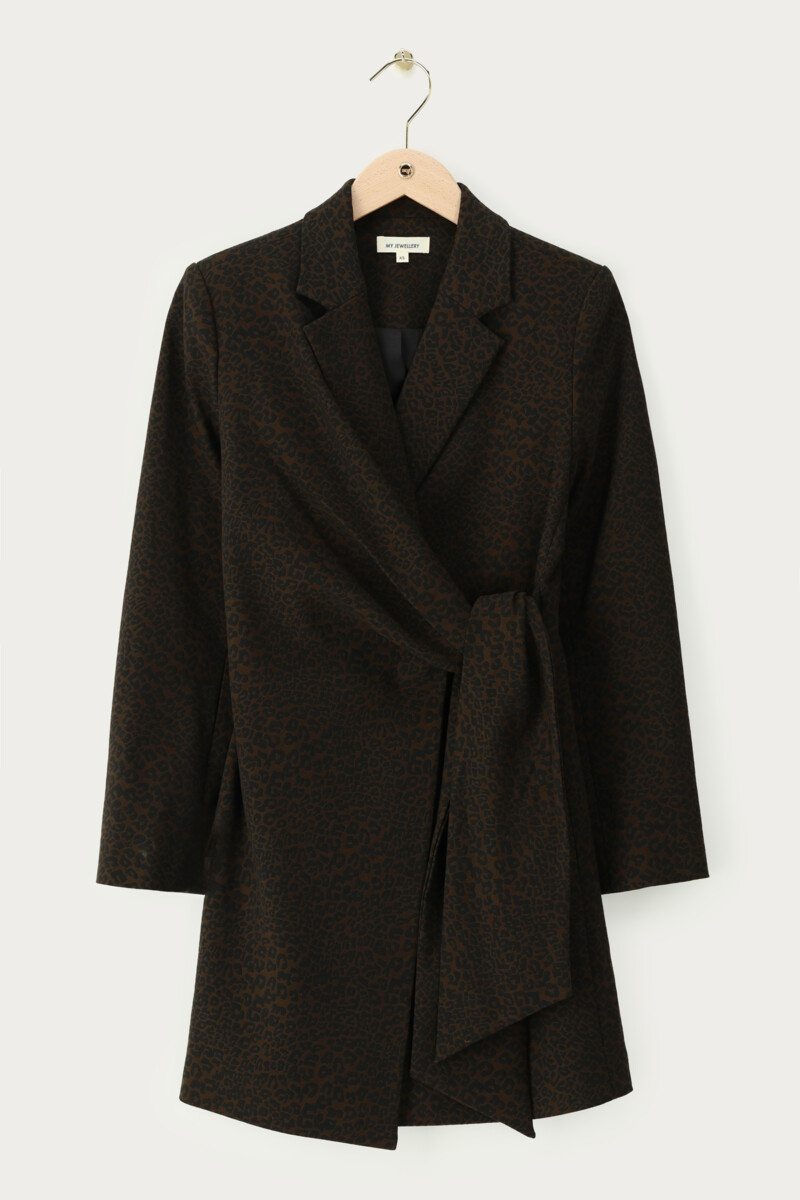 Dark green leopard print blazer dress | My Jewellery