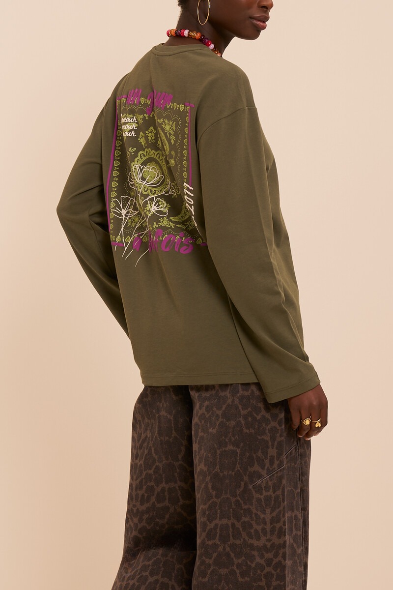 Dark green long sleeve with paisley back print | My Jewellery