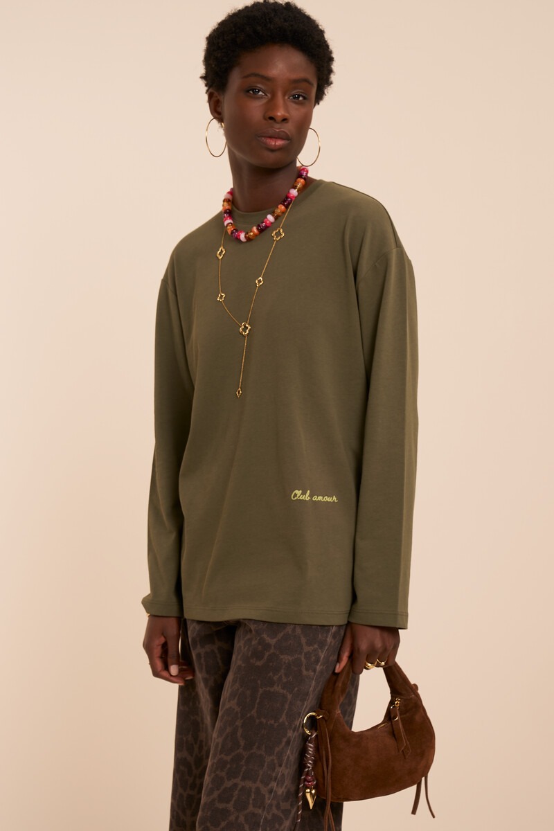 Dark green long sleeve with paisley back print | My Jewellery