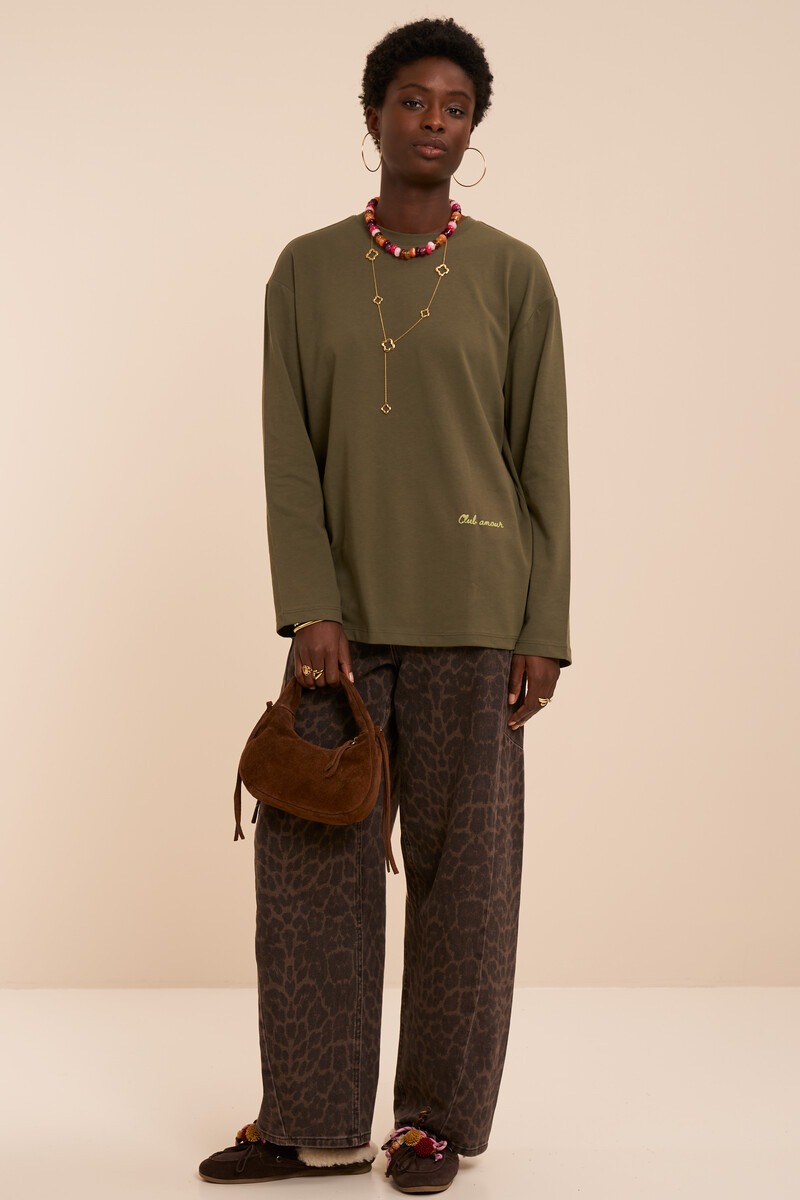 Dark green long sleeve with paisley back print | My Jewellery