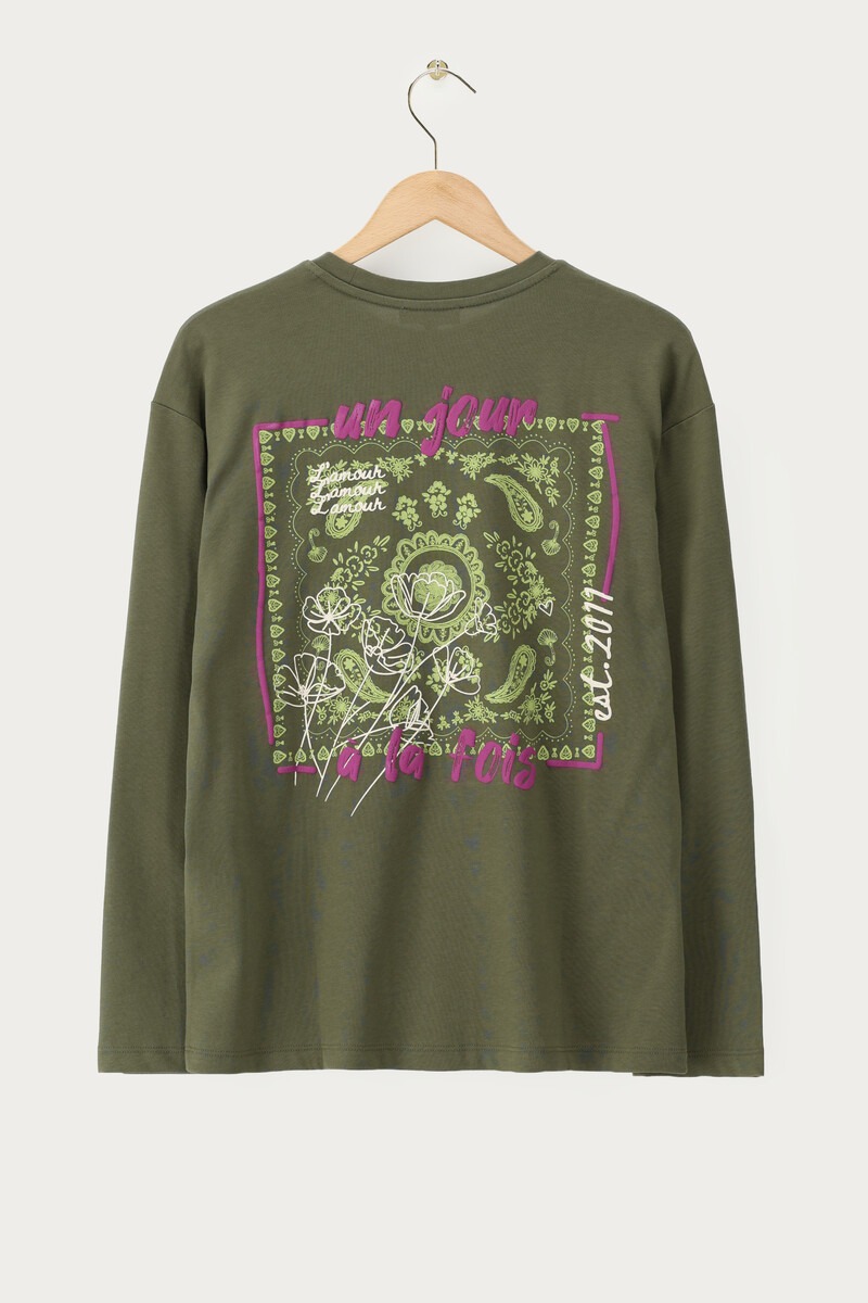 Dark green long sleeve with paisley back print | My Jewellery
