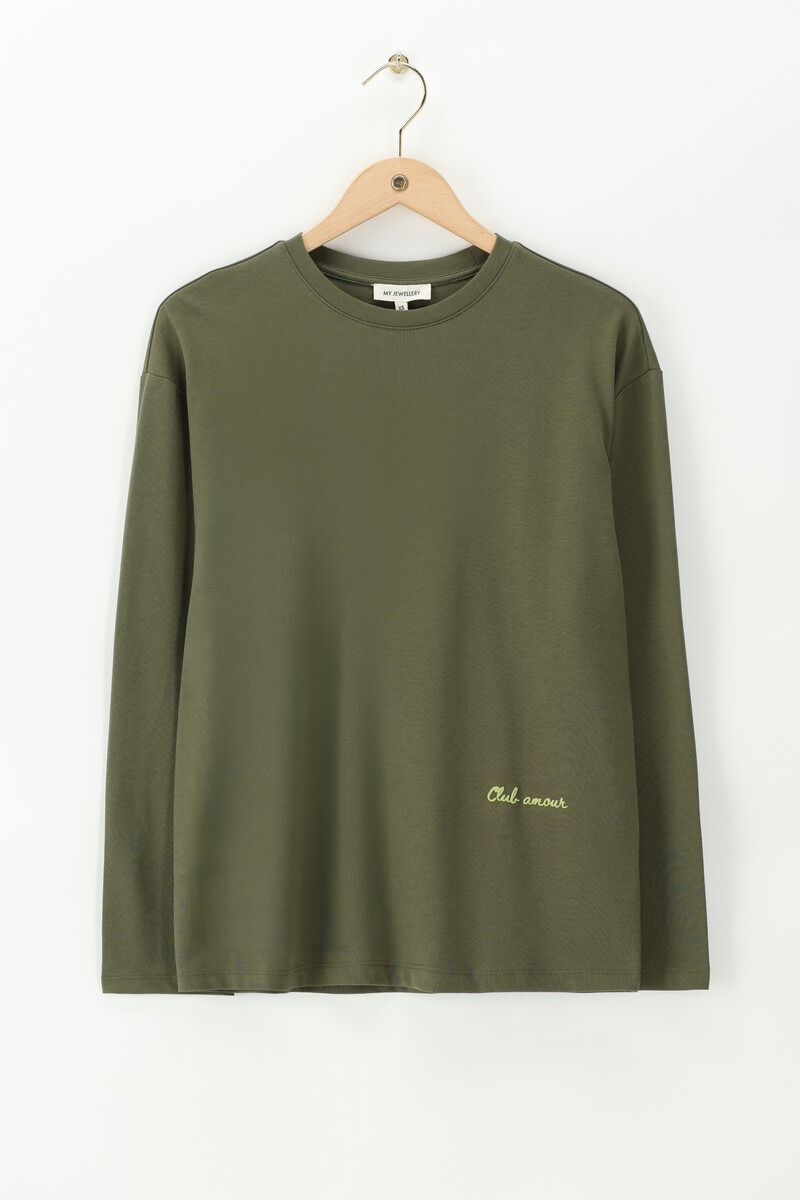 Dark green long sleeve with paisley back print | My Jewellery