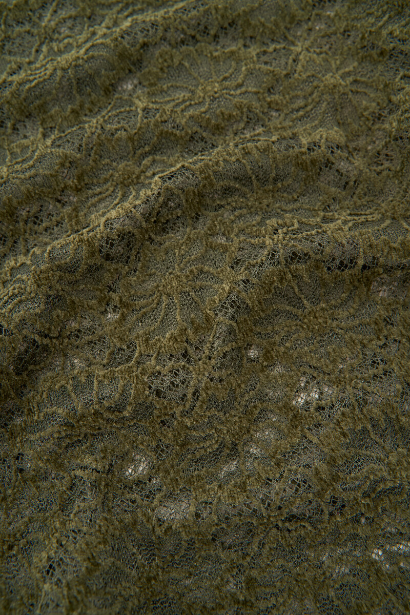 Dark green mesh velvet top with gathering | My Jewellery