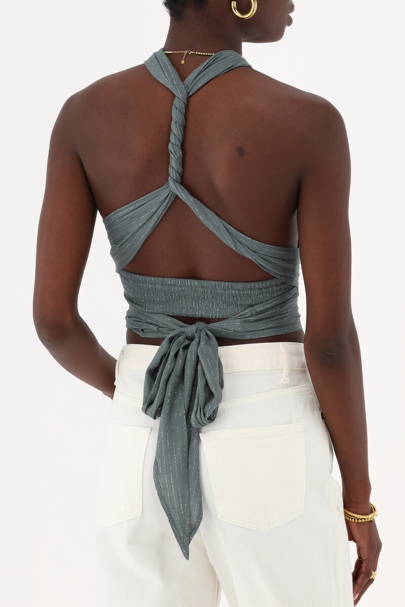 Dark green multiway top with lurex | My Jewellery