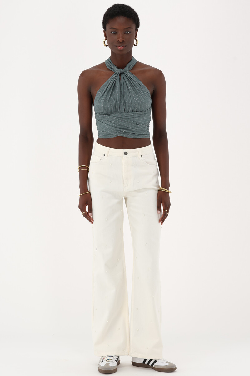 Dark green multiway top with lurex | My Jewellery